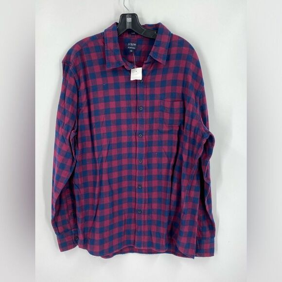 J. Crew Casual Blue and Red Button Down Slim Fit Flannel Shirt size XL - Picture 1 of 4
